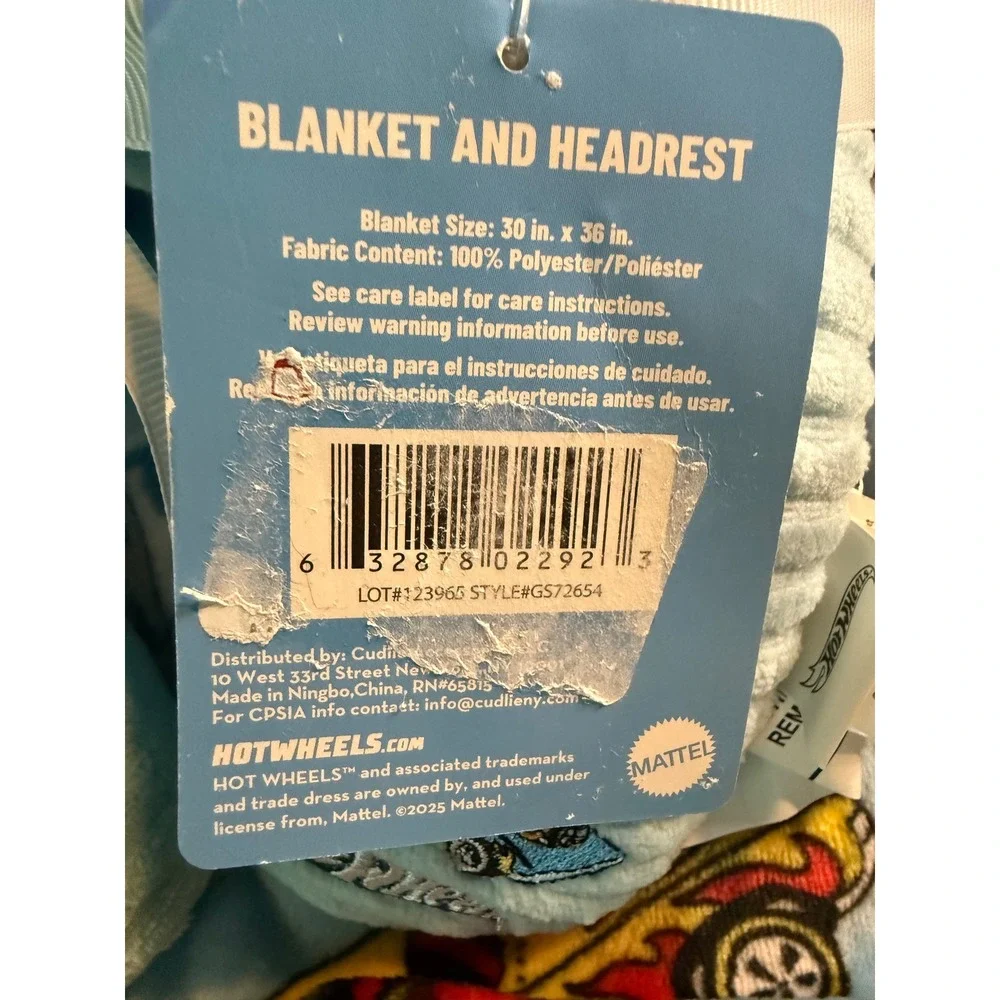 Hot Wheels Blanket and Headrest 2 Piece Travel Set Blue Race Car GS72654 NEW